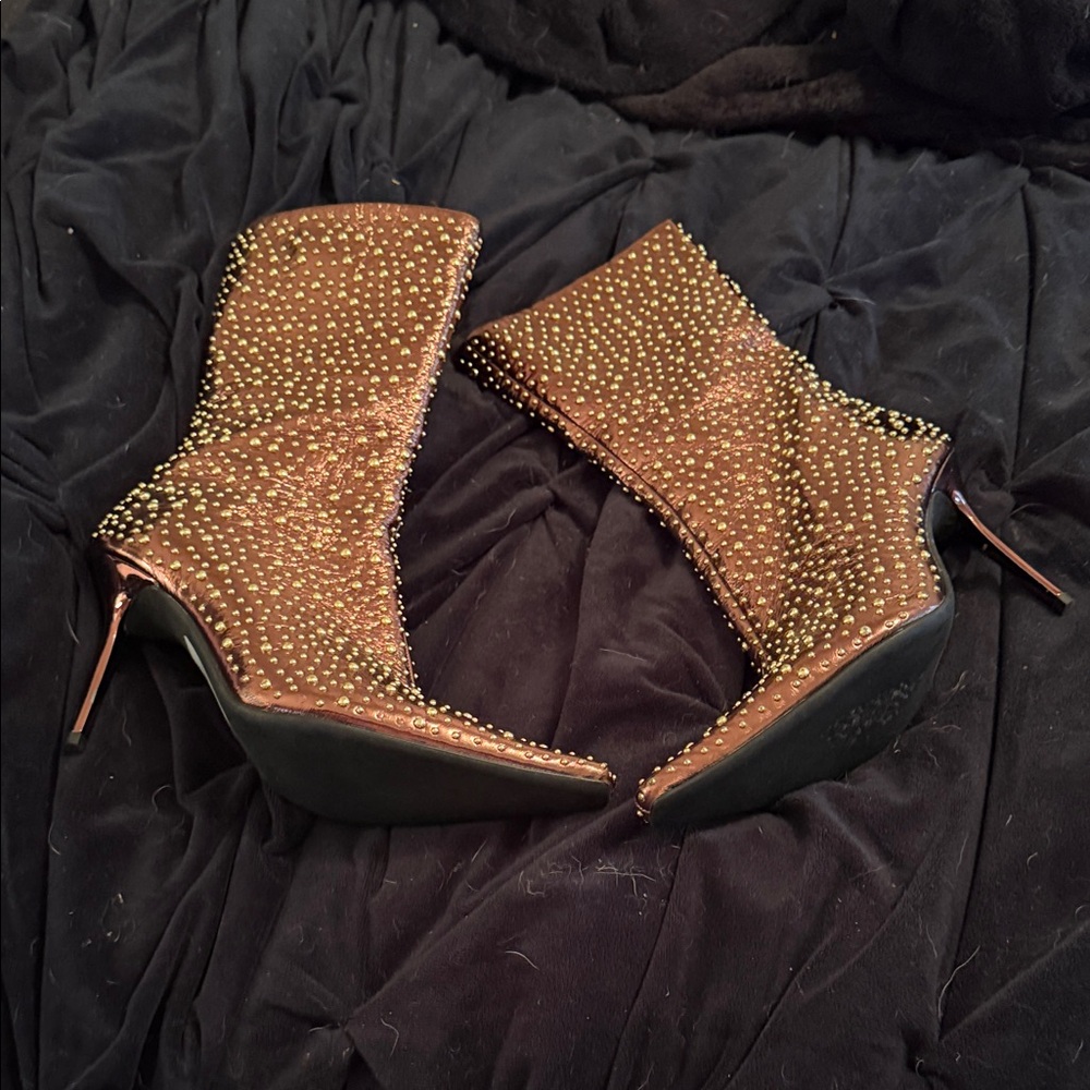 Studded Bronze Women's Boots Size 8 1/2 8.5